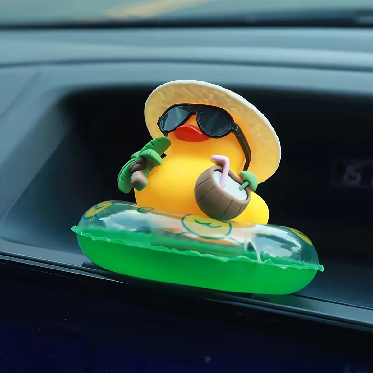 Summer Duck Cart Decoration Featuring Coconut Trees Green Swimming Qme