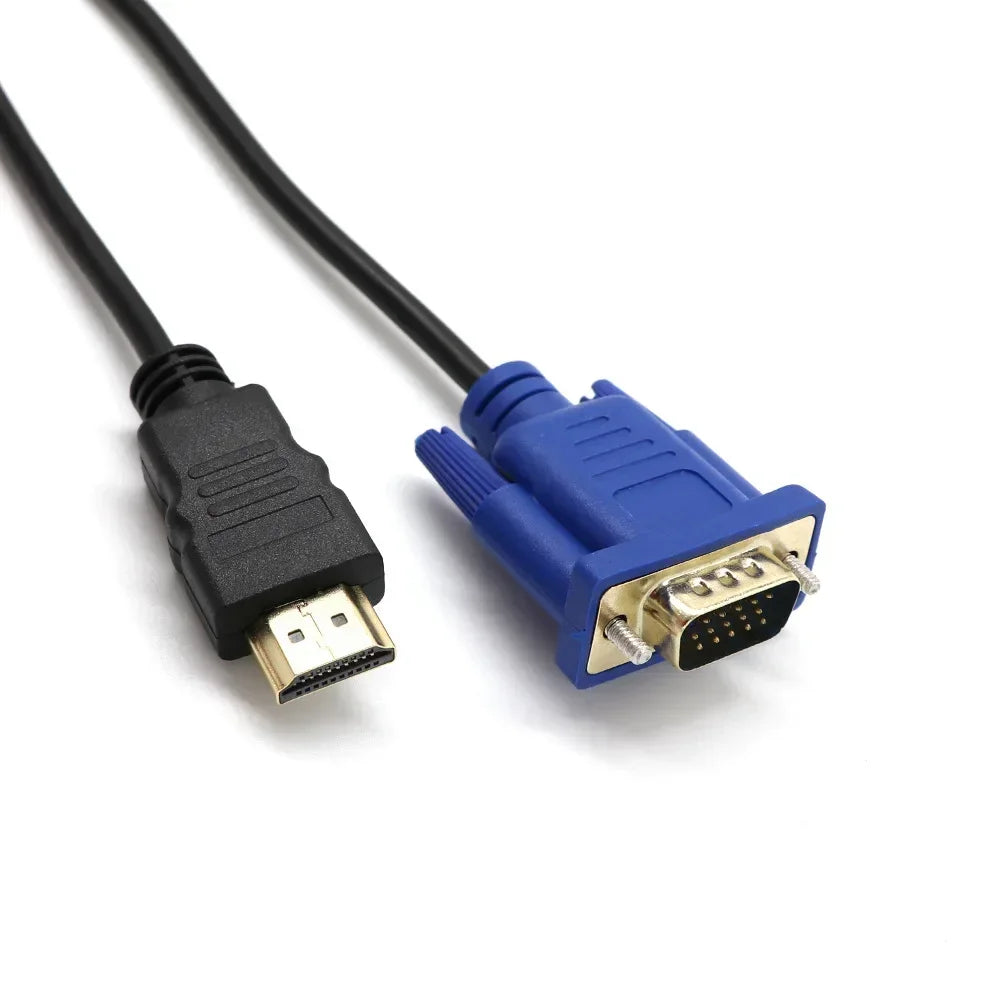 5pcs Top Quality HDMI-compatible To VGA Cable Male to Male 1.8M Video Adapter Only For HD player to HDTV Hardware Qme 5pcs