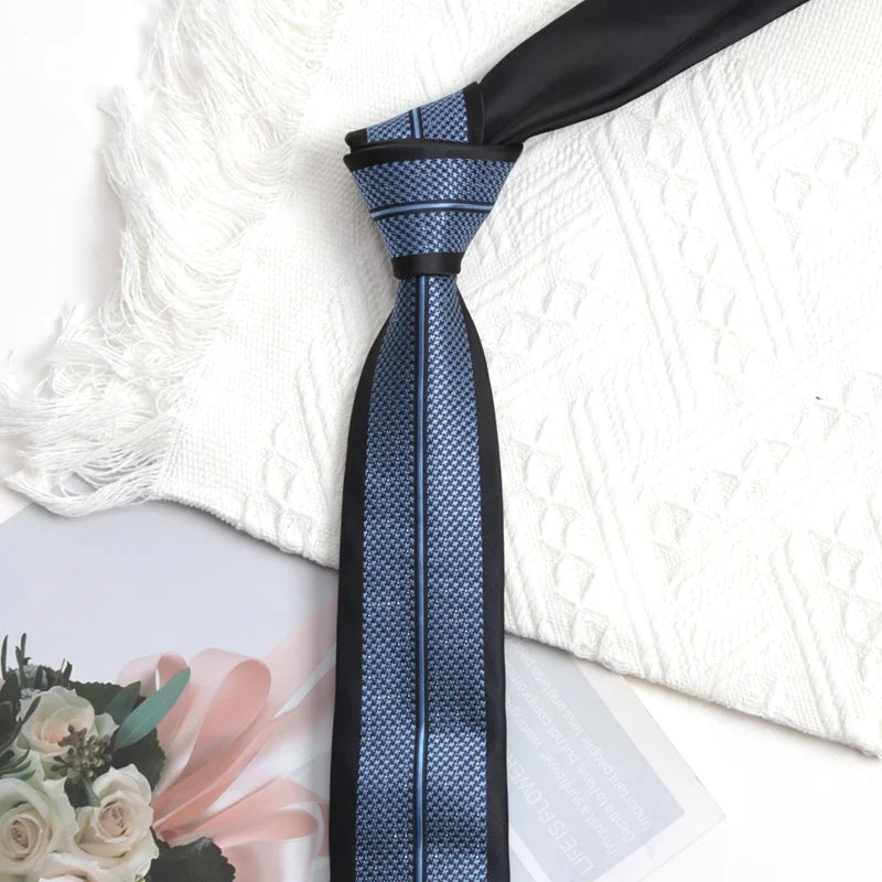 Men Tie Luxury Fashion Jacquard Black Red Necktie Plaid Patchwork Qme A2