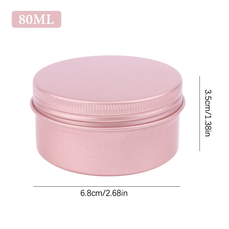 5 Refillable Cream Jars Tin Containers Screw-top Lids Lip Balm Nail Qme 80ml