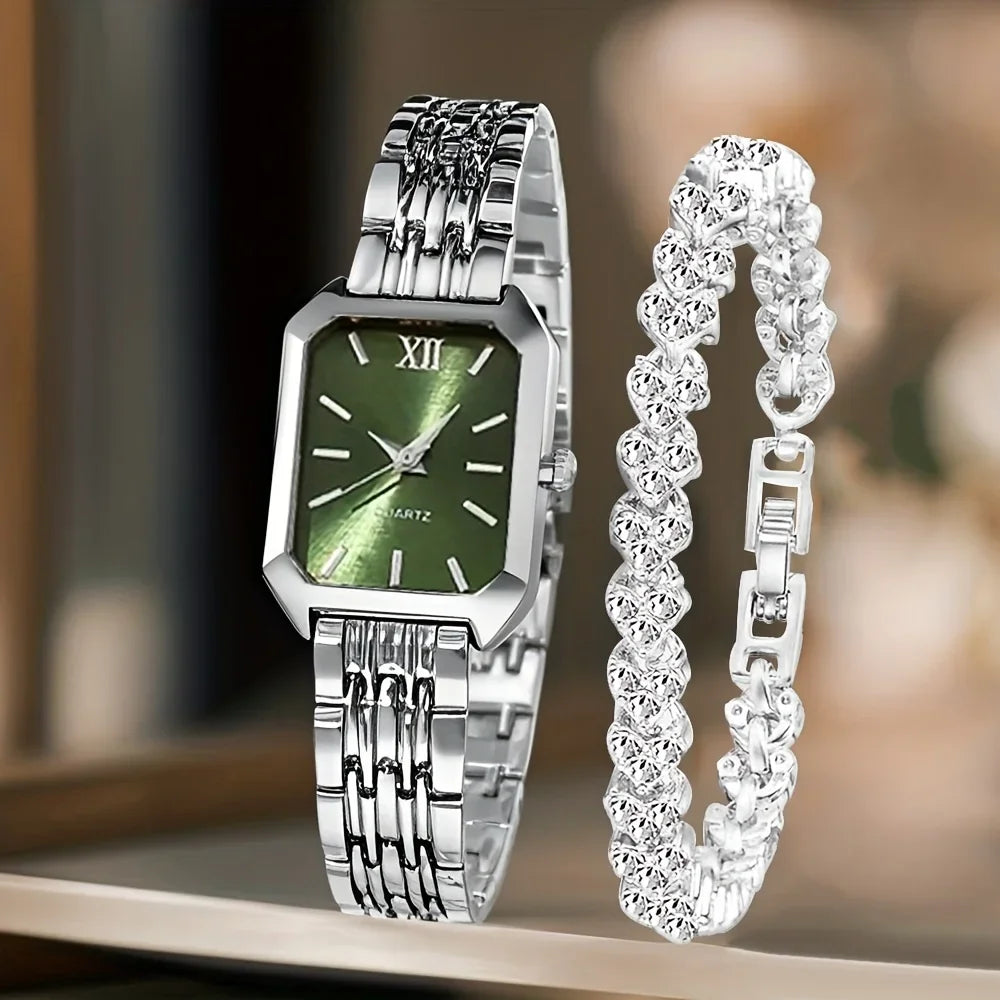 2026 Simple and versatile square women's watch, Instagram-style steel band fashion quartz watch, trendy ladies' wristwatch Qme