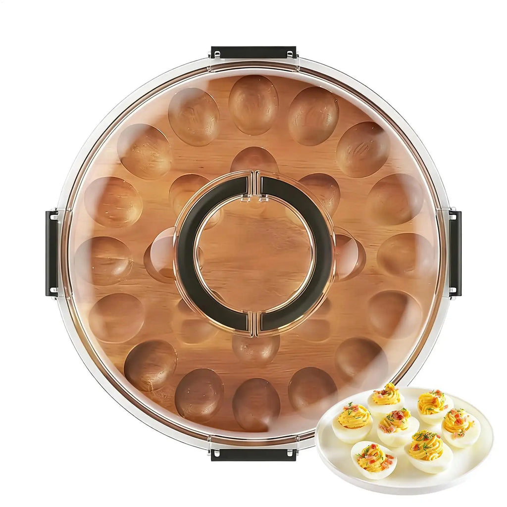 Trays for Deviled Eggs 24-Slot Tray with Lid Deviled Egg Holder for Party Home Kitchen Buffet Appetizer Countertop Table Qme
