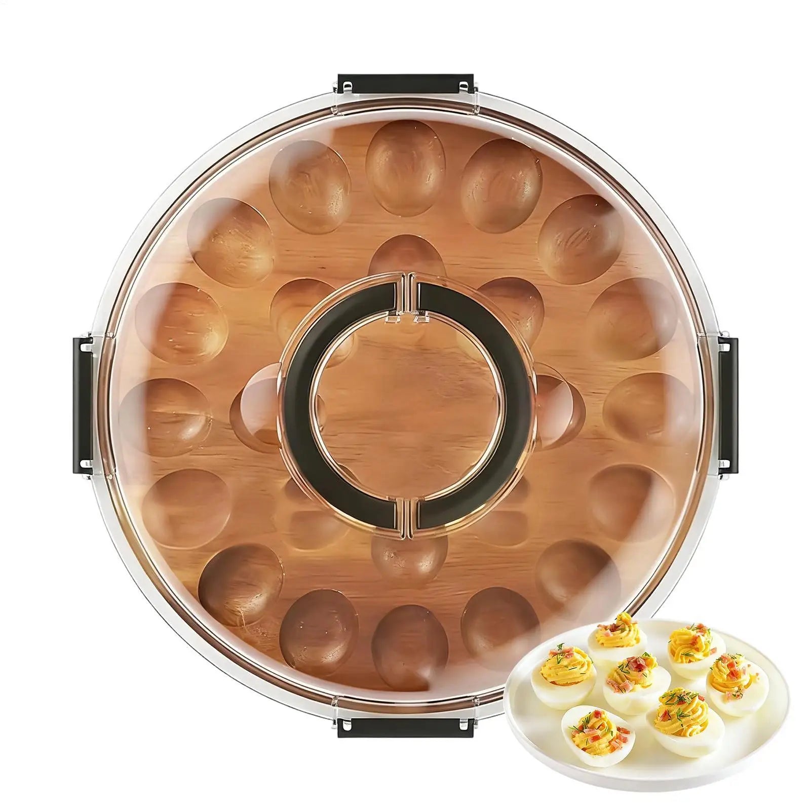 Trays for Deviled Eggs 24-Slot Tray with Lid Deviled Egg Holder for Party Home Kitchen Buffet Appetizer Countertop Table Qme