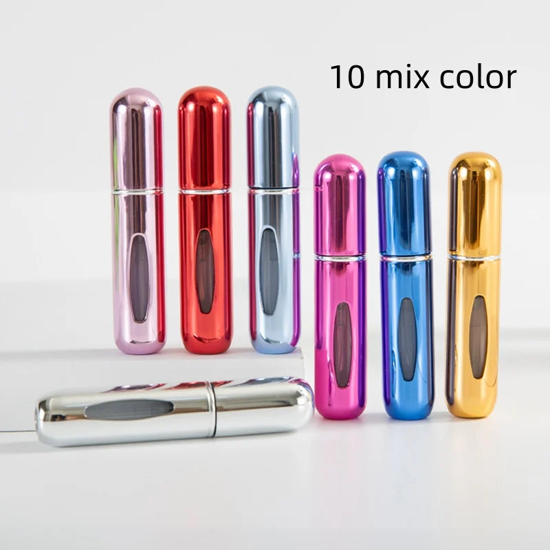 1/3/5/10pcs travel Leak portable mini perfume bottle with Bottom Fill Function aluminum refillable 5ml spray bottle Qme 10 mix color Metal 5ml