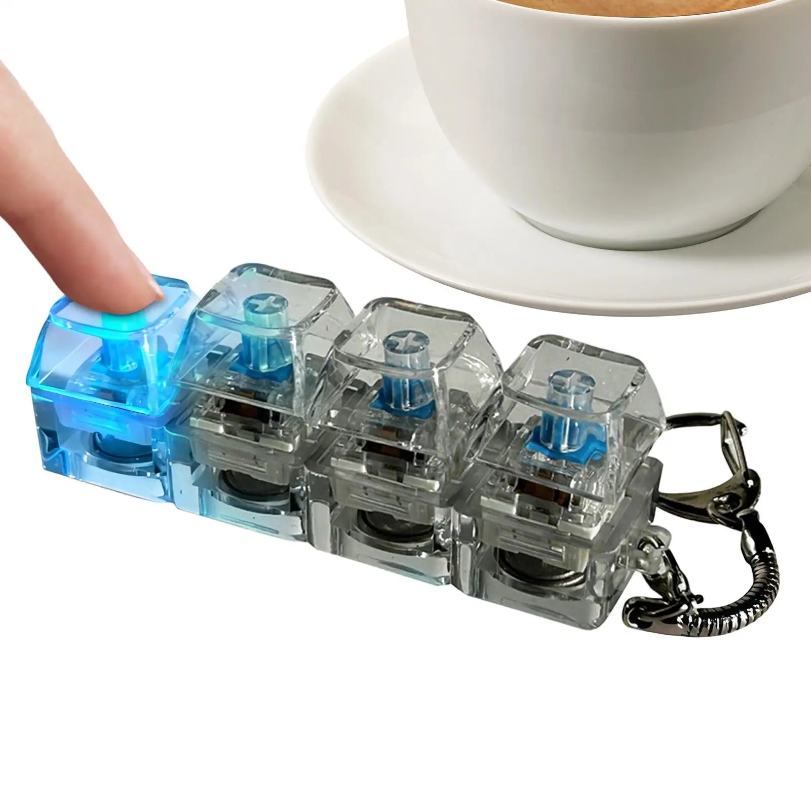 4 Keys Mechanical Keyboard Tester Keychain Stress Relief Clicker Fidget Keyboard With LED Decompressions Tool Pendant Gifts Qme