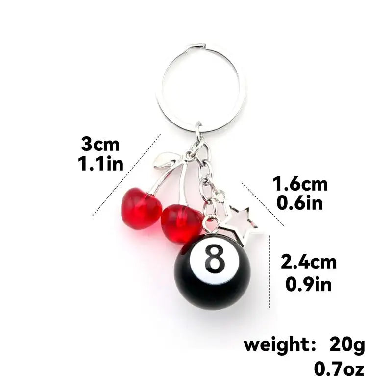 No.8 Billiard Lucky Keychain Punk Hiphop Black Dice Starburst Pendant Y2K Cool Accessory for Daily Wear Birthday Gifts Qme A4