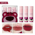 CACE 3 Pcs Sweet Liquid Lipstick Set Matte Velvet Lip Glaze Waterproof Long Lasting Non-marking Lip Tint Cosmetic Kits Lipgloss Qme Set 02