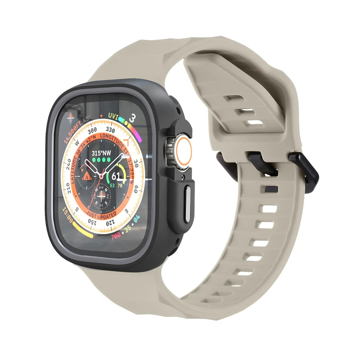 Silicone Sport Strap+Case for apple watch 9 8 7 6 SE 5 Ultra 2 Belt Bracelet Iwatch Series 49mm 45mm 41mm 44mm Protective Cover Qme Gray Star 44mm Series SE 456