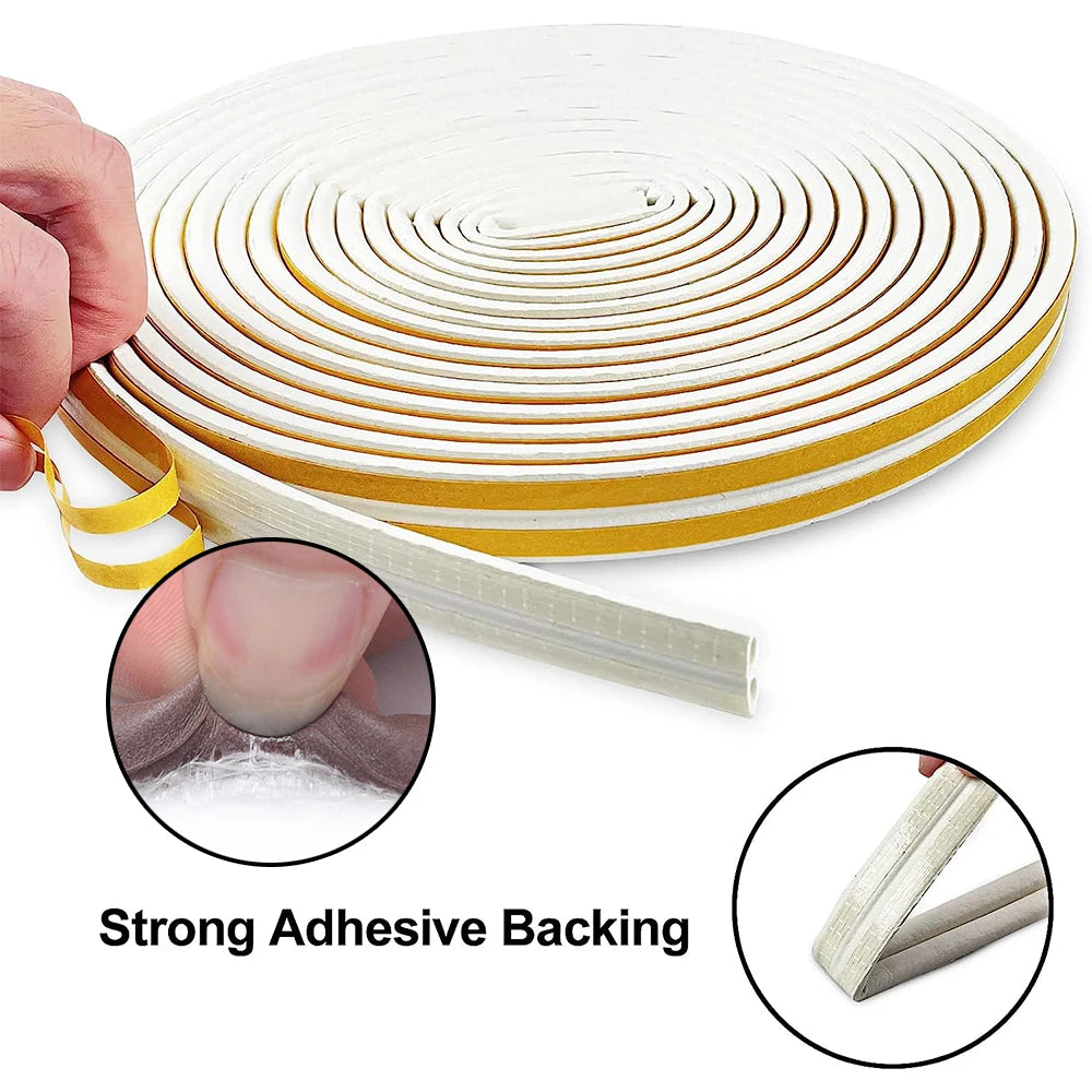 5M/10M Door Window Seal Strip DIEP Self-adhesive Acoustic Foam Sealing Strip Tape Insulation Windproof Rubber Weatherstrip Qme