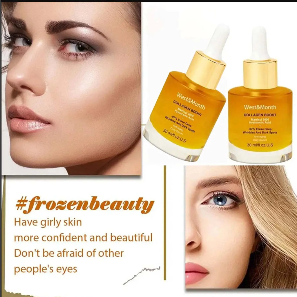 Collagen Face Serum Hydrating Tightening Smoothing Nourishing Brightening Face Skin Fade Fine Lines Anti-Aging Face Essence Qme