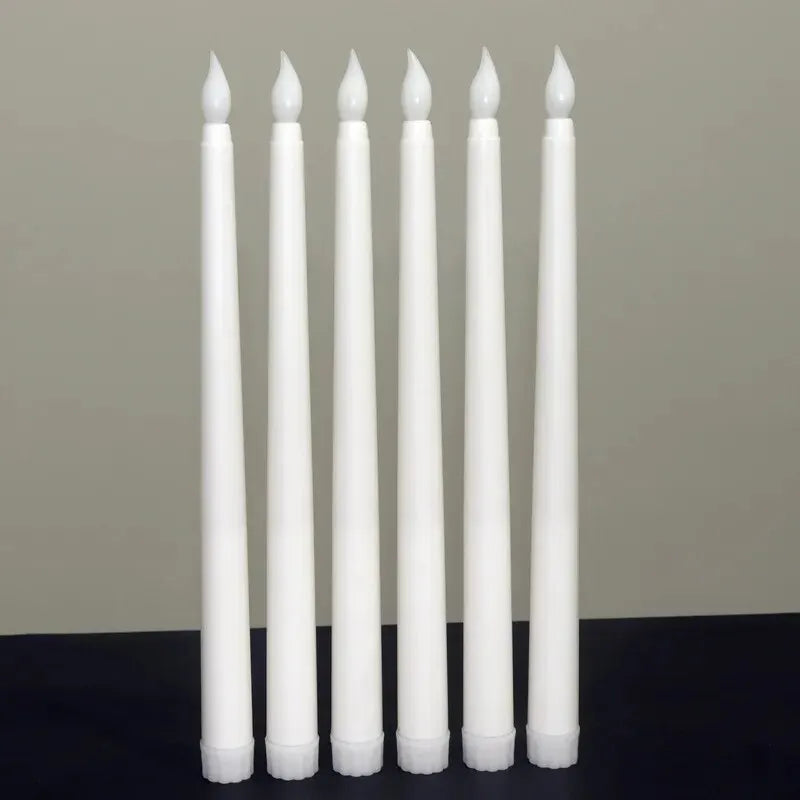 LED Flameless Flickering Taper Candles 3D Wick Candles Lamp with Remote Control Tea Lights Wedding Home Decor Battery Operated Qme 6pcs white