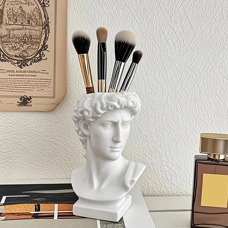 Creative Statue David Shape Brush Pot Desktop Ornaments Storage Box Qme