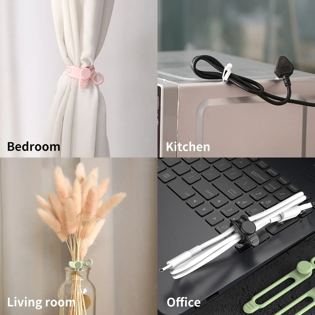 Silicone Cable Ties,Cord Organizer,Cable Straps,Reusable Cord Ties,Travel Cable Organizer ,Cute Elastic Tie, Wire Ties Qme