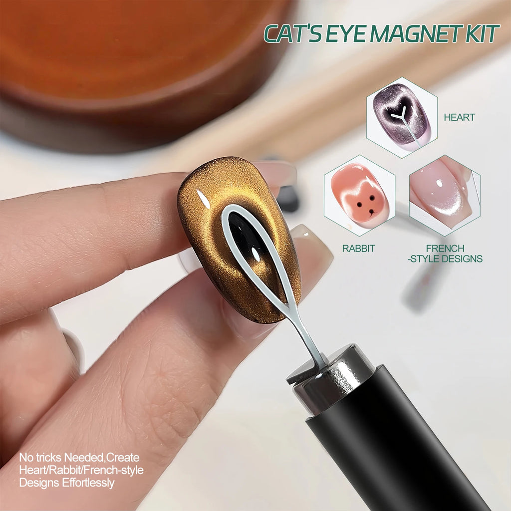 Nailpop Cat Eye Magnet Silver DIY French Wide Rabbit Heart Nail Art Qme