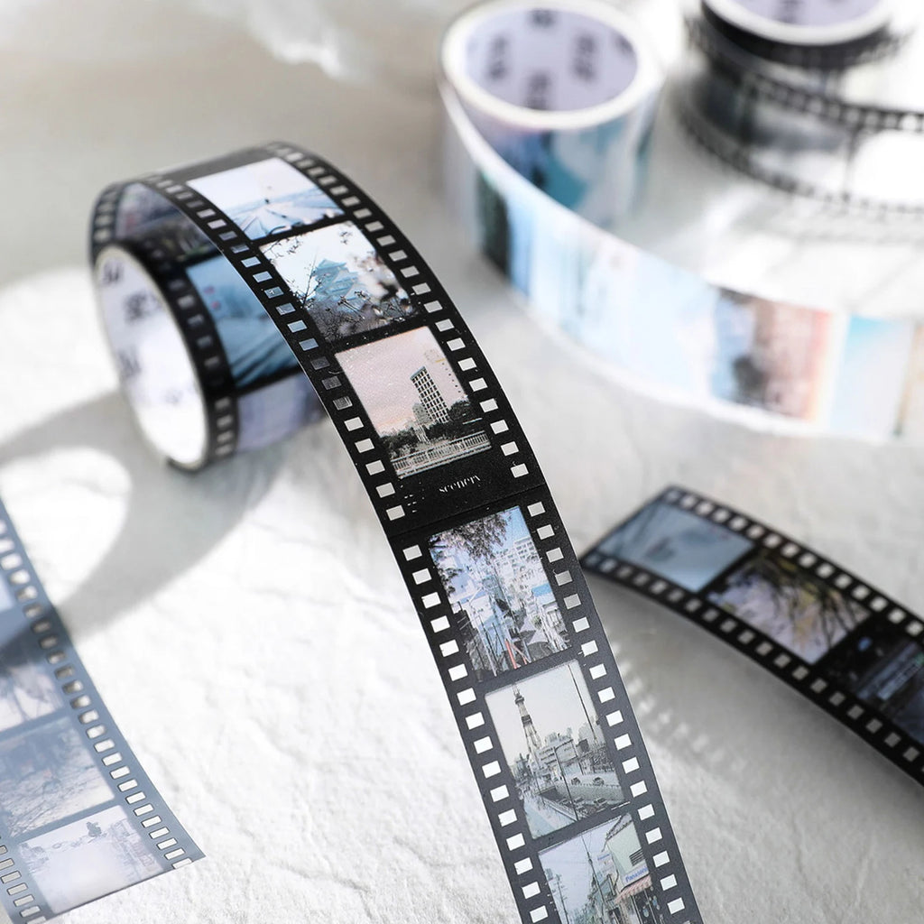 25mm*2m Vintage Film PET Tapes DIY Scrapbooking Collage Stationery Decor Journalling Materials Adhesive Labels Tapes Qme