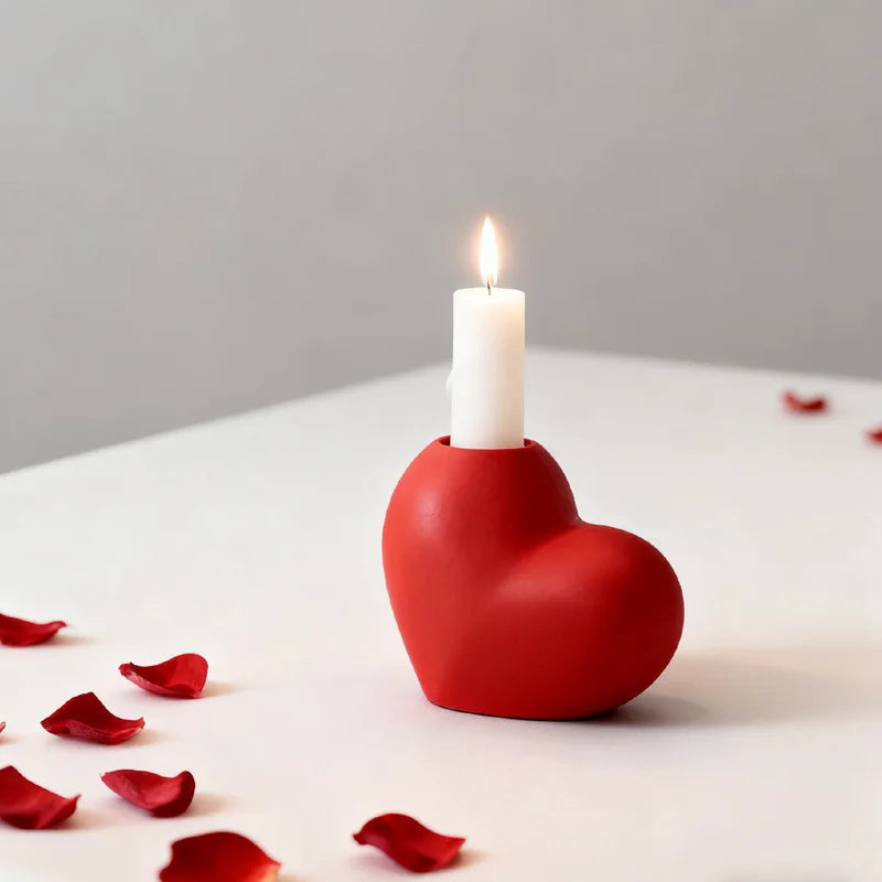 Red Heart Ceramic Candle Stands Romantic Ornaments Wedding Valentine Qme