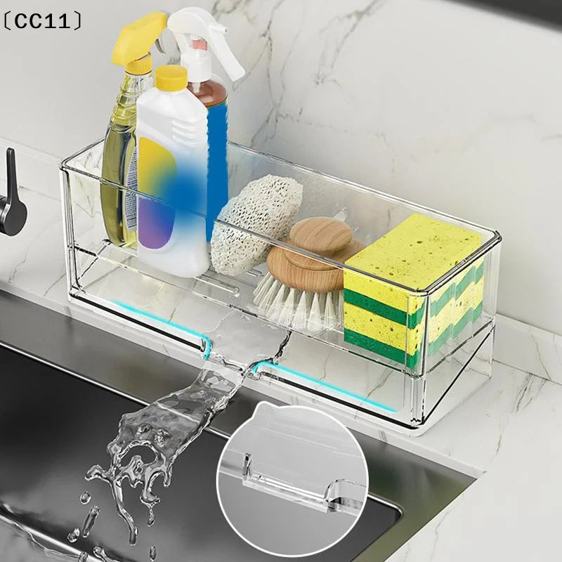 Multifunctional Sink Drain Rack Self Draining Dish Brush Storage Qme