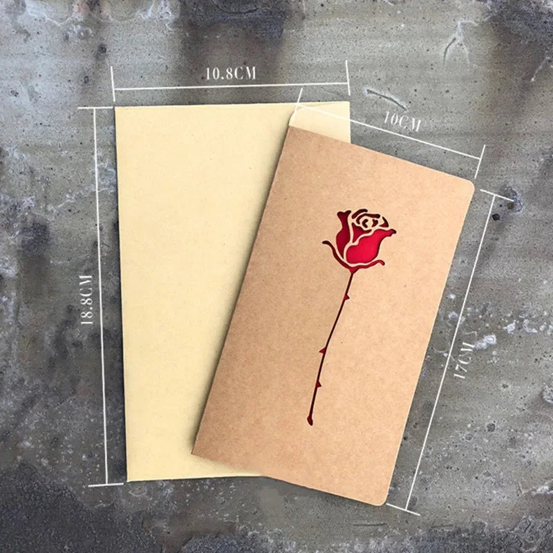 1pcs of Hollow Valentine's Day Mother's Day Greeting Card / Kraft Paper Card Holiday Cards Birthday Cards Blessing Gift Card Qme