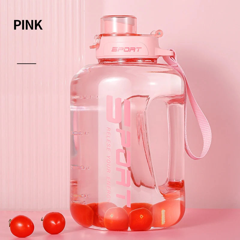 Large Capacity2500 Water Bottle Straw Lid Sports Gym Kettle Camping Qme