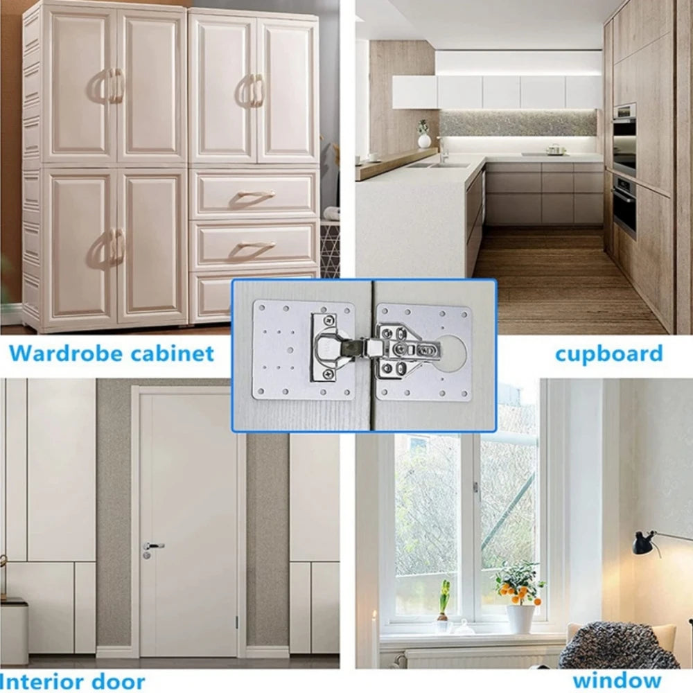 1Pcs Stainles Steel Cupboard Door Hinge Repair Plate Doors Window Installation Hinge Fixing Plate Household Hardware Accessories Qme