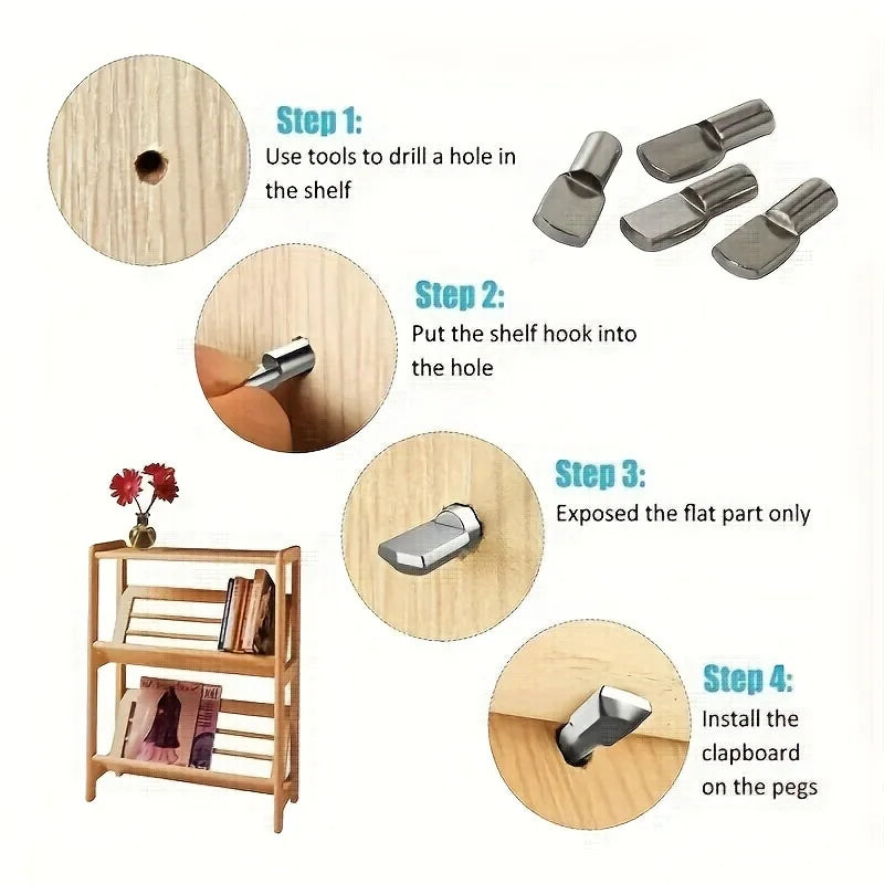 50pcs Shelf nails, spoon-shaped shelf support nails, bookshelf nails, furniture shelf support nails, cabinet shelf support nails Qme
