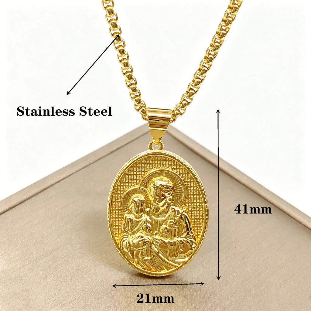 Stainless Steel Chain Classic Christian Catholic Jesus Christ Our Lady of Guadalupe Necklace for Men Women Party Amulet Jewelry Qme