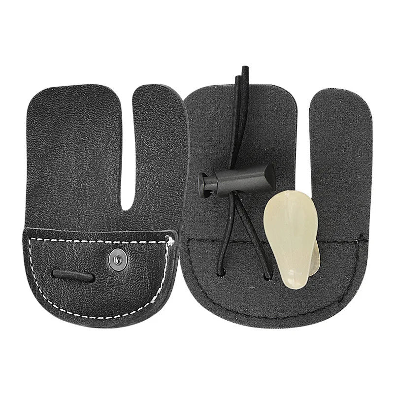 3pcs Archery Finger Guard Recurve Bow Mediterranean Style Single Double Layer 3-Finger Protector Shooting Sports Fitness Gear Qme Black-single layer