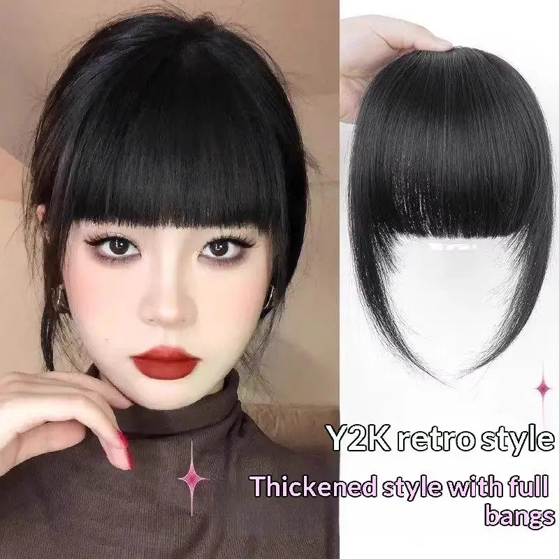 Human Hair Clip French Bangs Soft Remy Fringe Temple Cuttable Women Qme