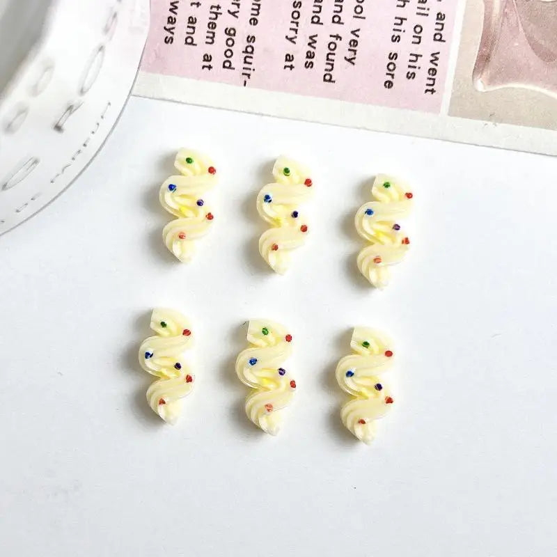 20PCS Cute Cream Strip Nail Art Parts New Mixed Colors Luminous Resin Nail Charms Ice Cream Nails Decoratioon 3D Accessories DIY Qme Beige