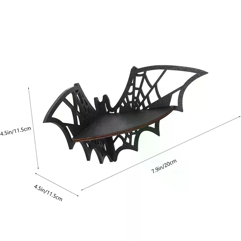 Bat Corner Shelves Wooden Floating Bat Wall Corner Shelves Gothic Jewelry Display Shelf Halloween Decorative Shelf For Home Qme