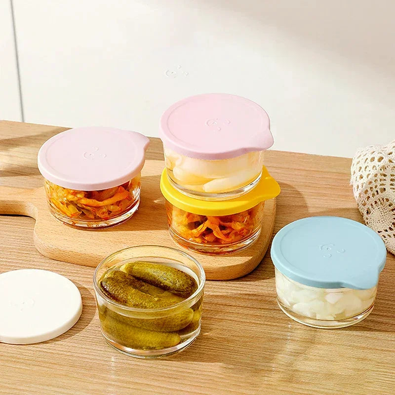 Microwave Safe Round Food Storage Container Borosilicate Glass Pickle Qme
