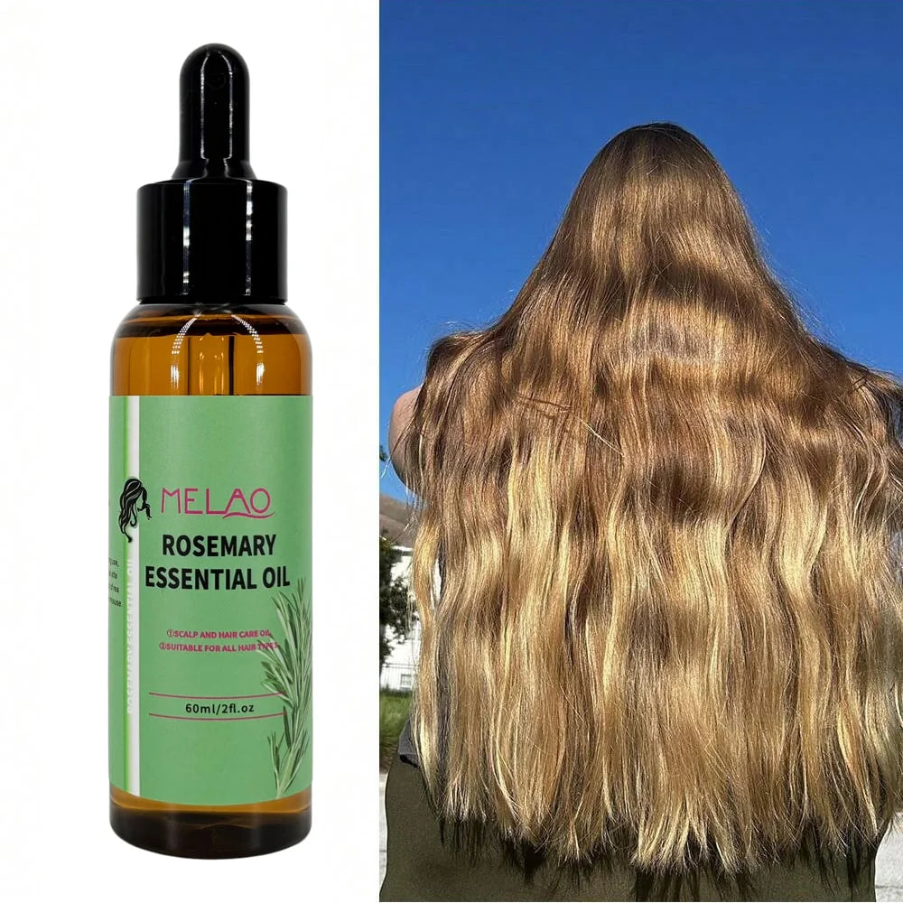 MELAO Organics Rosemary Hair Oil, Split Ends & Dry Scalp Massage Hair Essential Oils for Smoothing, Moisturizing, Healthier Hair Qme