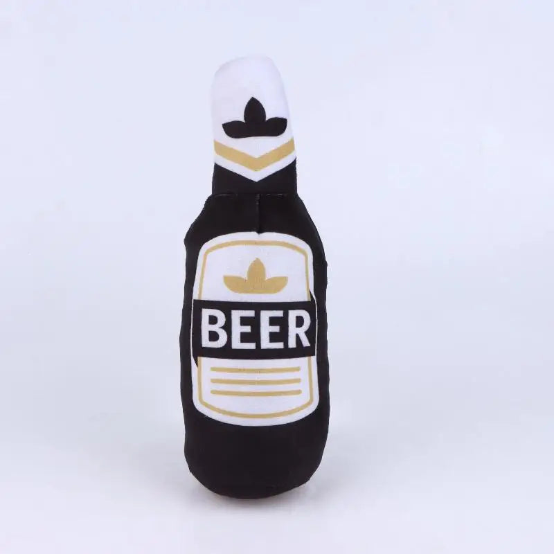 Chewable Interactive Sound Toys Realistic Beer Bottle Shaped Squeaky Qme Gray