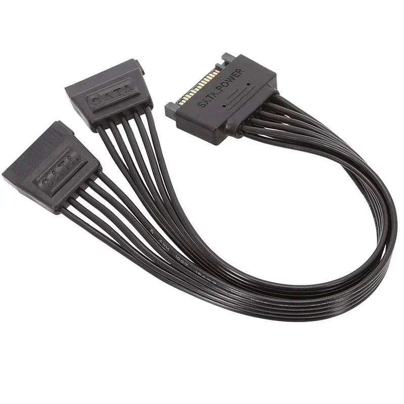 2pcs 15Pin SATA Splitter Adapter Converter Power Supply Cable Cord for 1 To 2/3/4/5 - Port PC Computer Hard Drive 4Pin 18AWG Qme