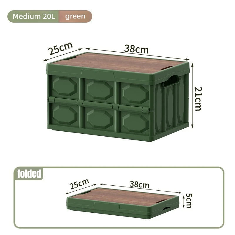 Camping Storage Box Outdoor Folding Boxes Car Trunk Travel Organizing Qme Green M