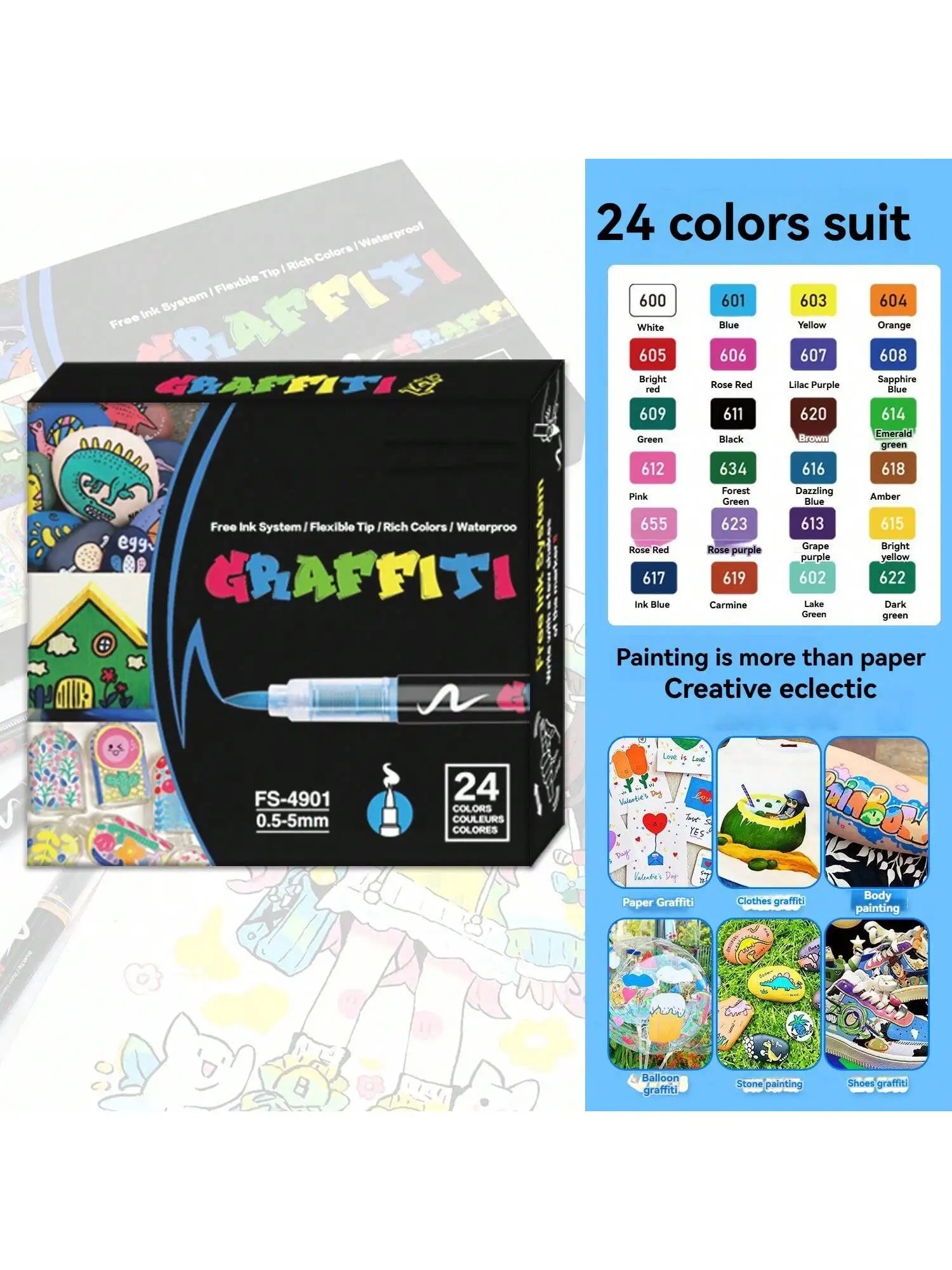 12-36 Colors Acrylic Paint Pens Markers Brush Tip Paint Markers for Art Supplies, Fabric Paint, Fabric Markers, Art Markers Qme 24 colors