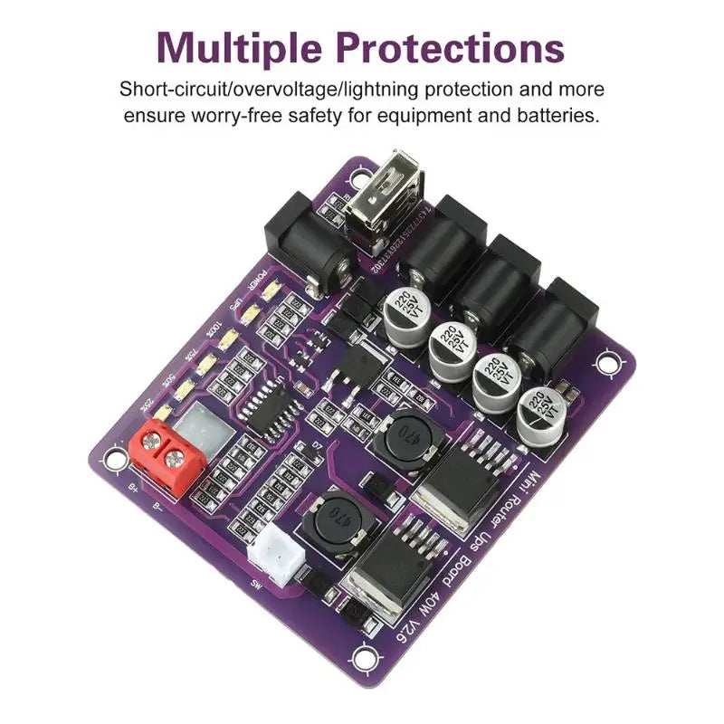 Mini Router UPS Board 40W Battery Charging 5V 9V 12V Output Qme