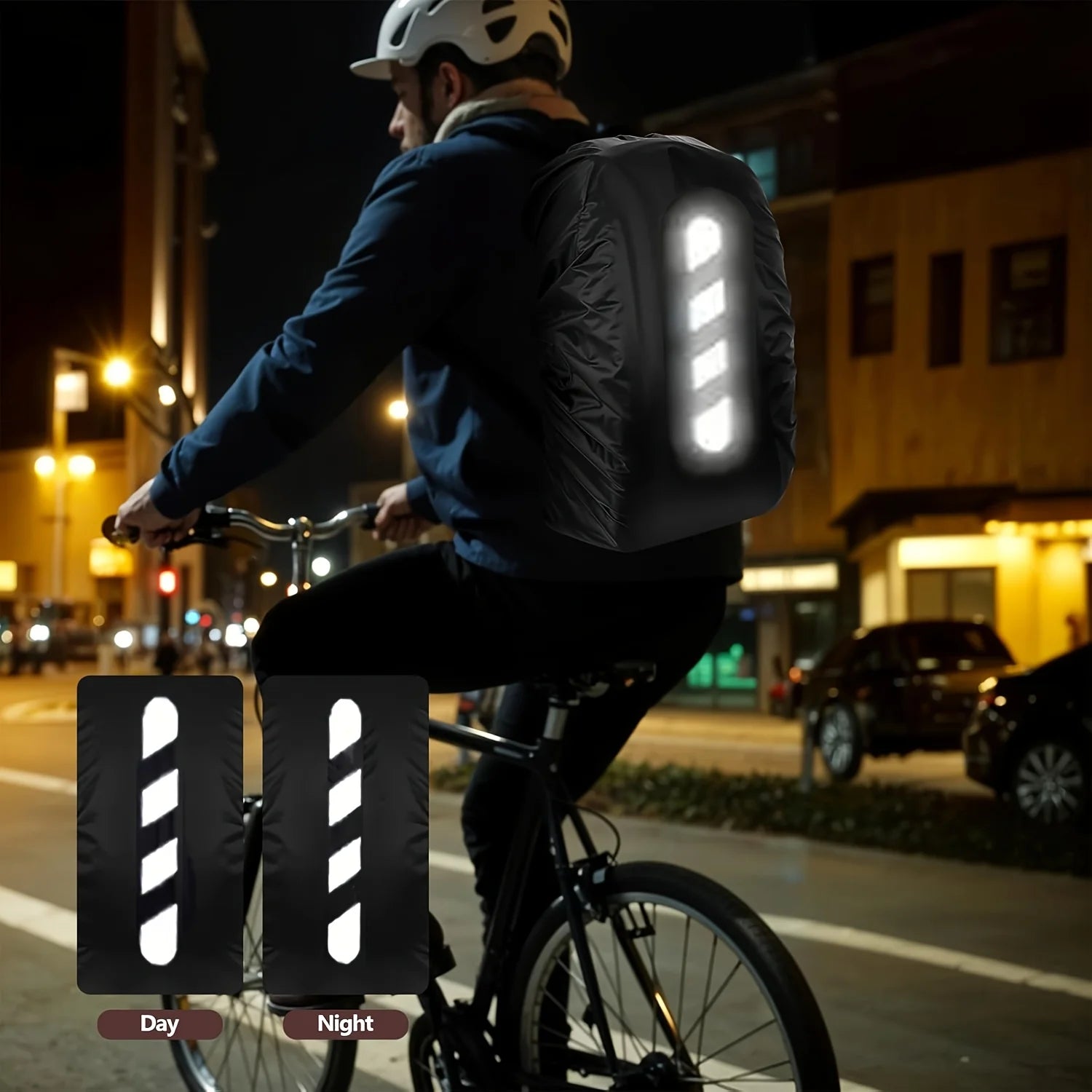Reflective Waterproof Backpack Rain Cover Outdoor Sport Cycling Night Safety Light Raincover Case Bag Cover for Hiking Camping Qme