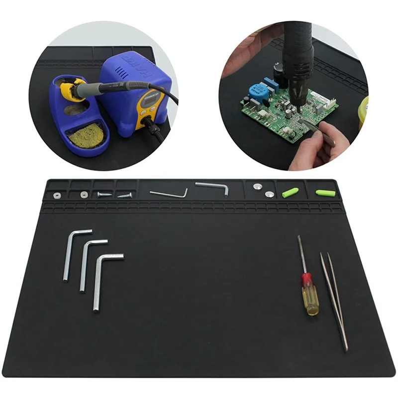 A02F-2X Silicone Soldering Mat Electronic Repair Mat For Laptop, Watch, Cellphone - Solder Pad Heat Resistant 932 Fahrenheit Qme