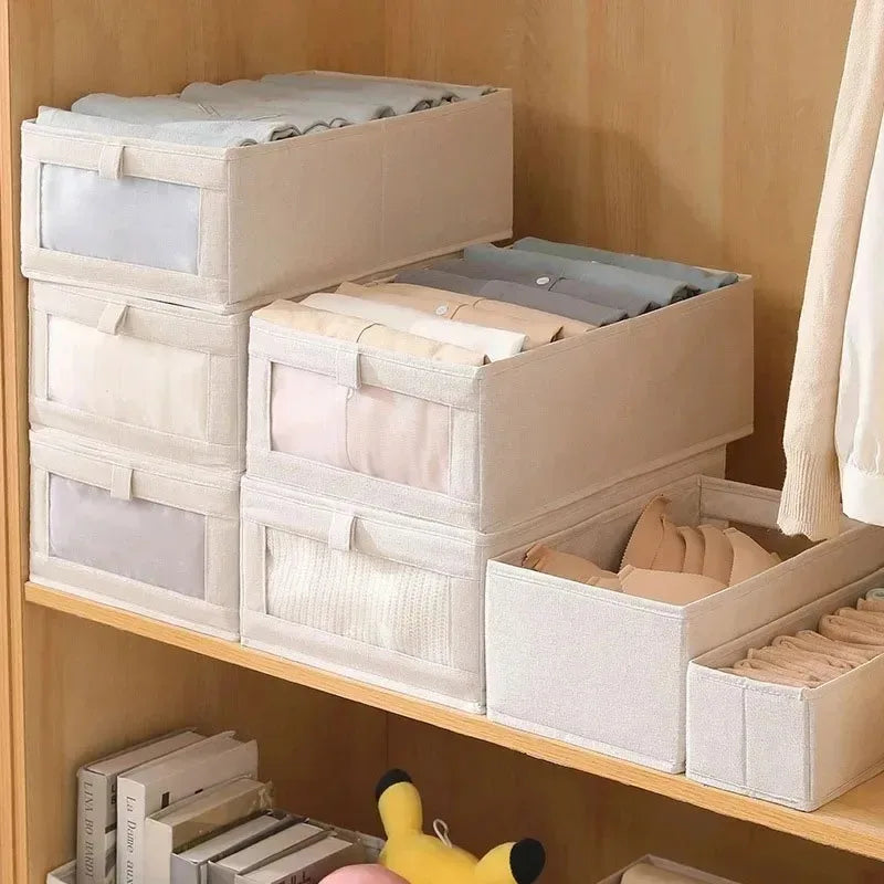 Portable Clothes Organizers of Cabinets Drawers Fabric Foldable Boxes Bedroom Wardrobe Organization Home for Pants Storage Box Qme