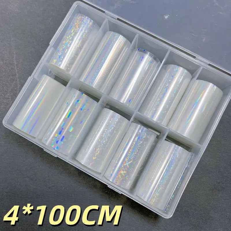 10 Patterns Metallic Nail Foil Transfer Paper Stickers DIY Manicure
