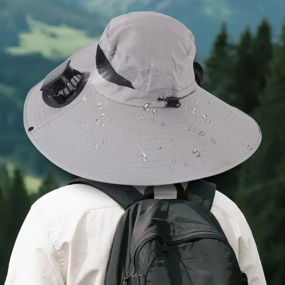 Convenient Dual Fan Solar Hat Breathable 3 Speeds Summer Visor Cap Qme