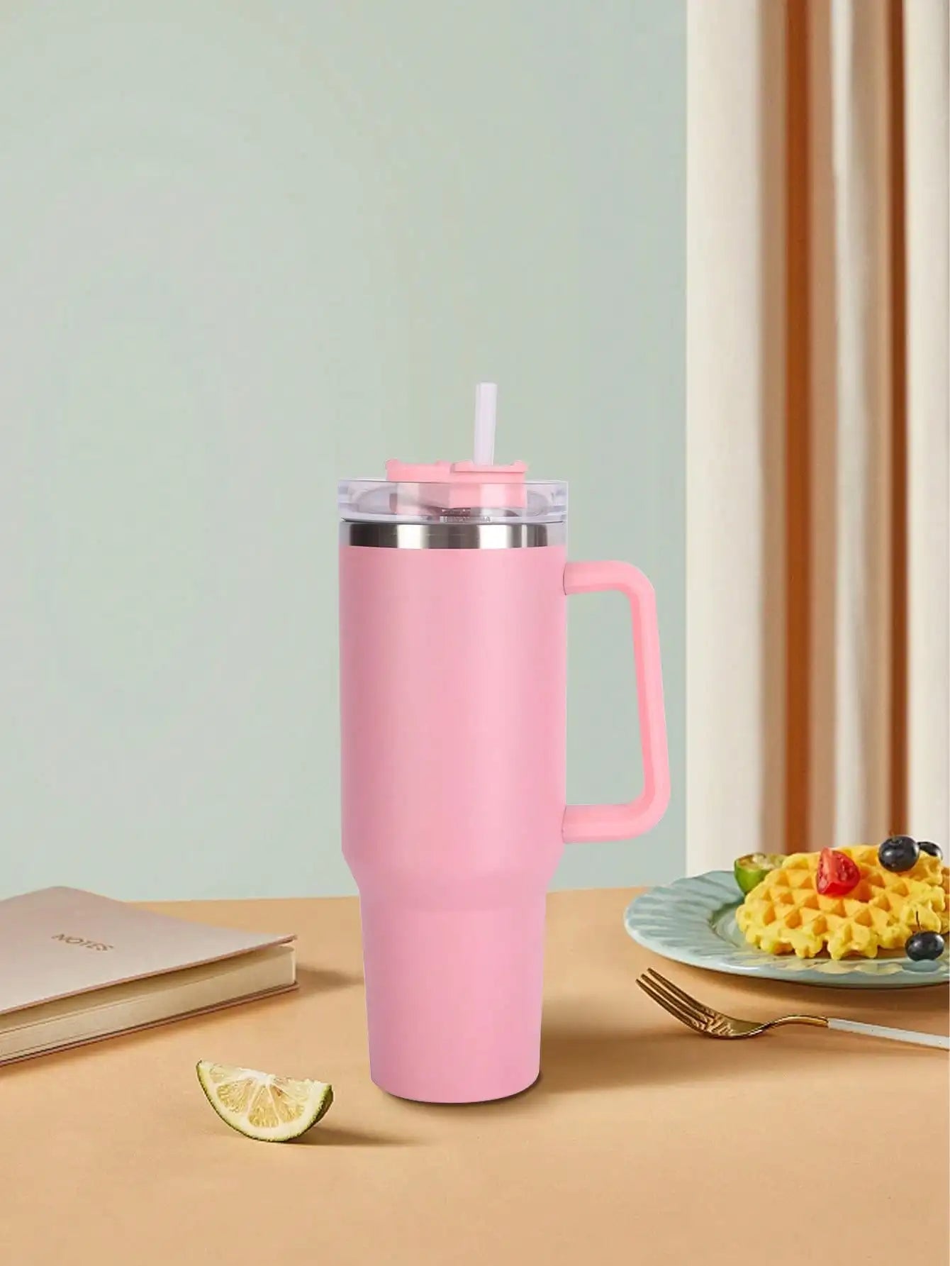 Handle Insulated Water Bottle 304 Stainless Steel Car Cup Brewing Qme Pink 1-1.5L