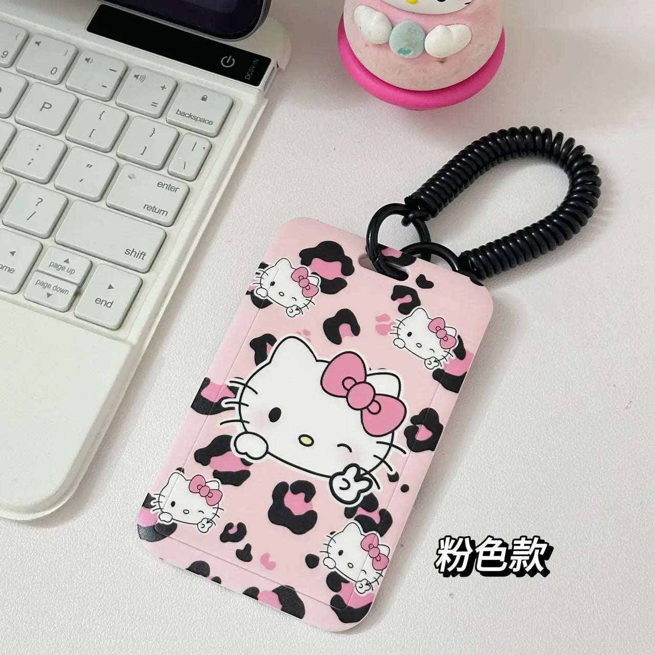 Hello Kitty Leopard-Print Cat Card Holder Student Campus Meal Card Water Card Access Card Lanyard, Neck Strap, and Keychai Qme 2