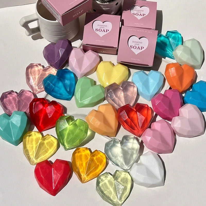 1/3/5pcs mix Diamond Heart Handmade Soap Wedding Gift Set Facial Soap with Chamomile Fragrance Essential Oil Soap Qme
