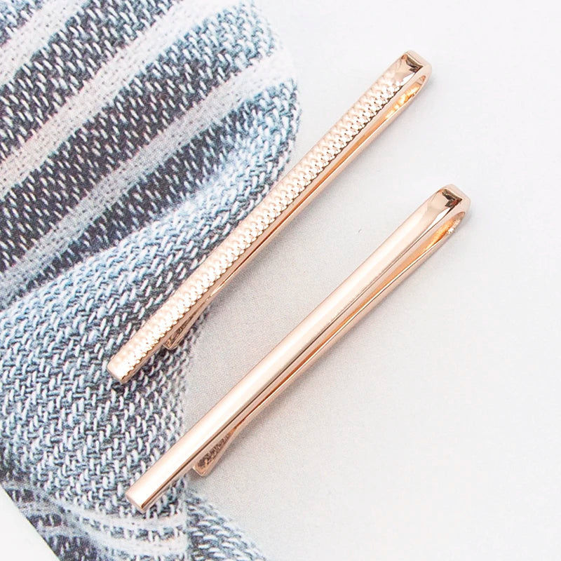 Tie Clips Men Fashion Luxury Metal Gold Tone Simple Bar Clasp Necktie Qme