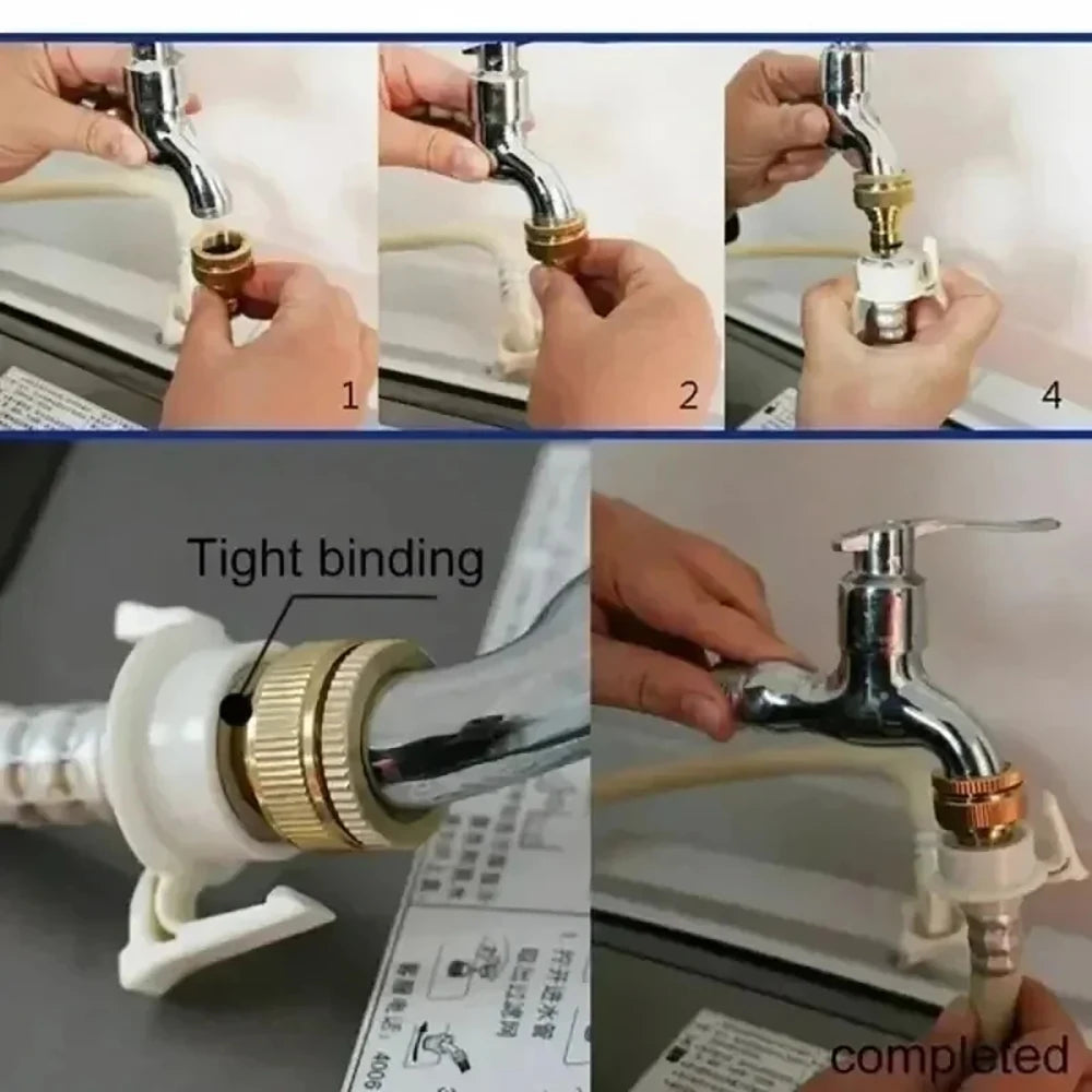 Universal Quick Threaded Tap Connector Adaptor Faucet Tap Connector Mixer Hose Adaptor Kitchen Bathroom Garden Tap Accessories Qme