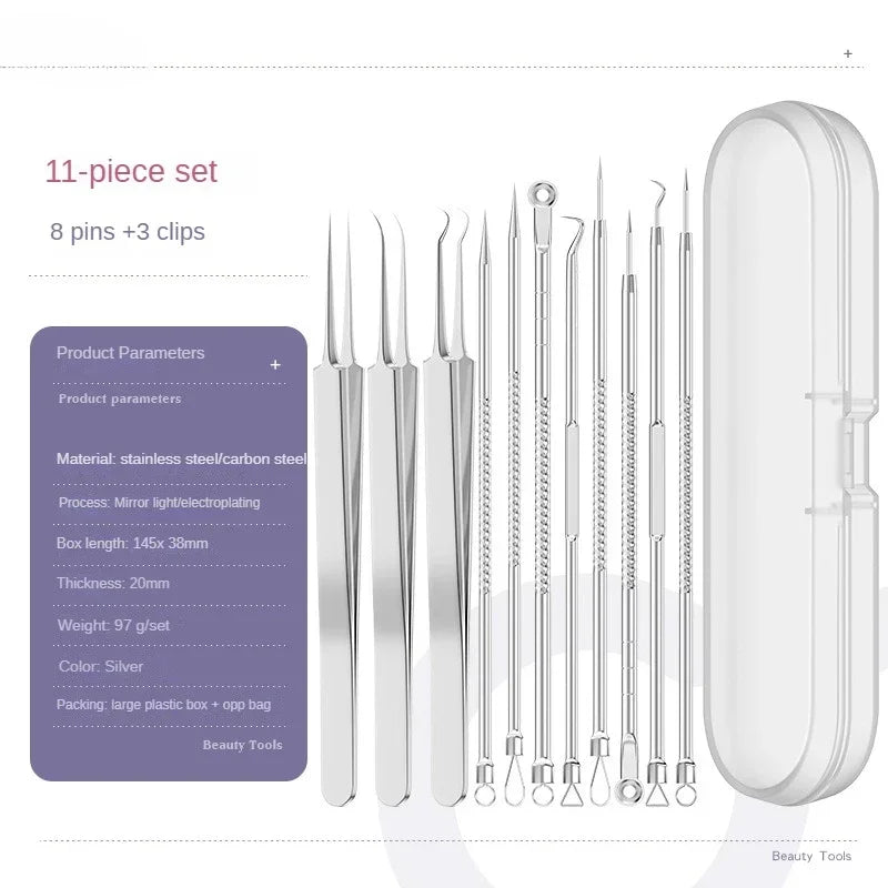 Acne Needle Blackhead Clip Remover Extraction Pore Black Head Clean Qme 11Pcs Set