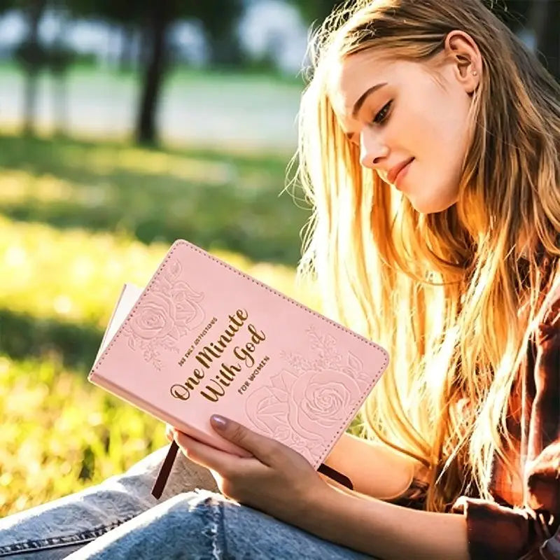 365 Days Daily Prayer Leather Brown Pink Notebook Portable Devotional Qme