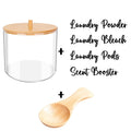 900ml Laundry Powder Container Box with Lid Laundry Room Organizer to Storage Laundry Pods/Scent Booster/Bleach Tablet Qme clear-B